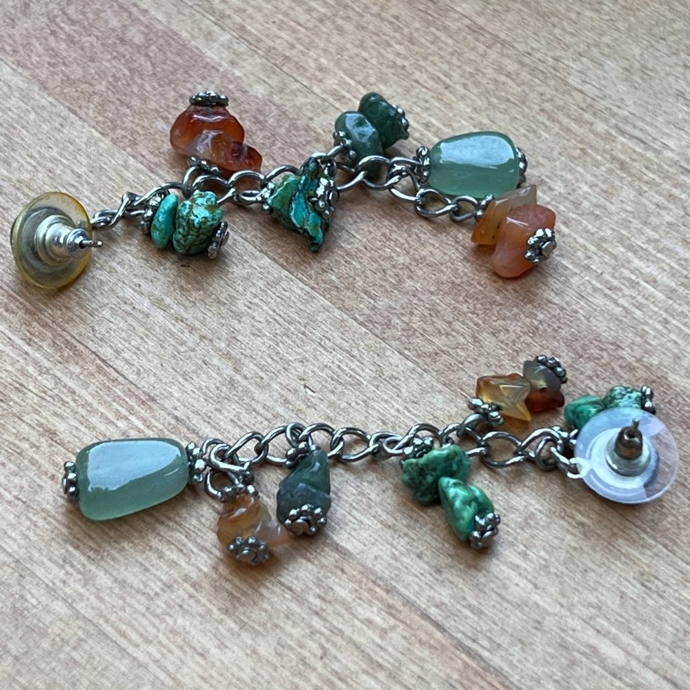 Multiple Stone Dangle Post Earrings - image 2